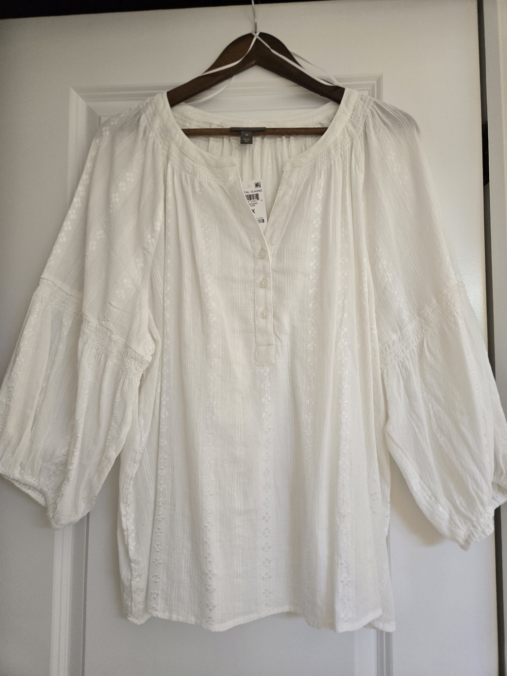 Style & Company White Women's Peasant Blouse - Lightweight Boho Top